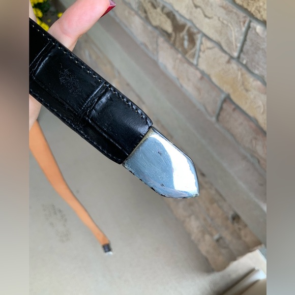 Vintage BRIGHTON ONYX Croc Embossed Leather Buckle Black Women’s Belt Size 42 - Picture 12 of 16